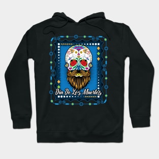 Day Of The Dead Sugar Skull Beard Blue Hoodie